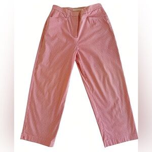 Jones New York Sport Stretch Capri Pants Size 4 Red White Gingham Check Cropped